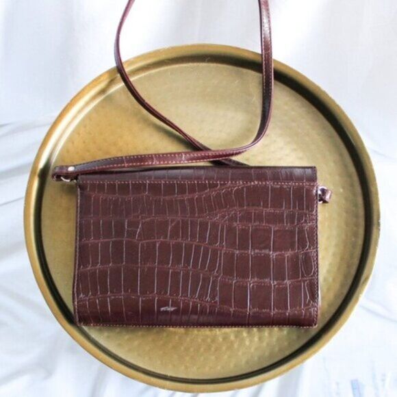 Vintage Bueno Brown Leather Crossbody Bag with Removable Strap Chocolate Brown - Picture 4 of 7